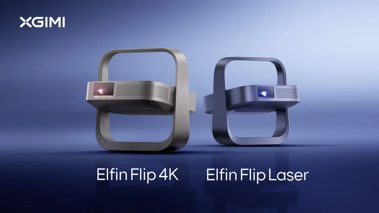 XGIMI Elfin Flip Laser 1080p projector on shelf