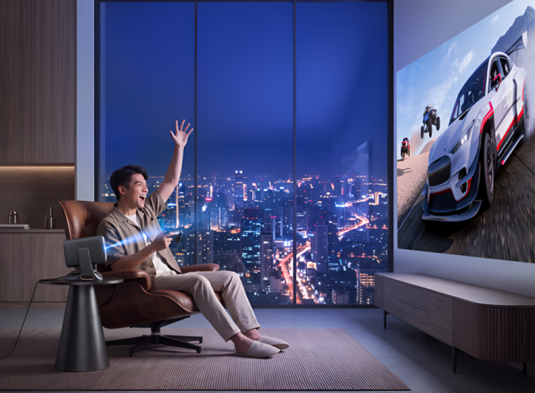 OBE R3 Ultra Max 1080p projector with integrated Z-shaped gimbal